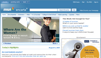 MSN Encarta: Online Encyclopaedia, Dictionary, Atlas, and Homework